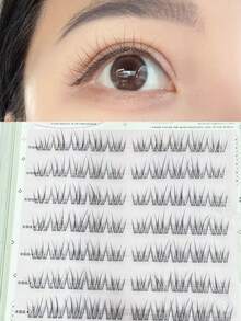 100pcs Mixed Size Natural Looking Segmented Mink Eyelashes, Fairy Wispy Flare False Lashes, Cruelty-Free Lash Extensions - C - View 2