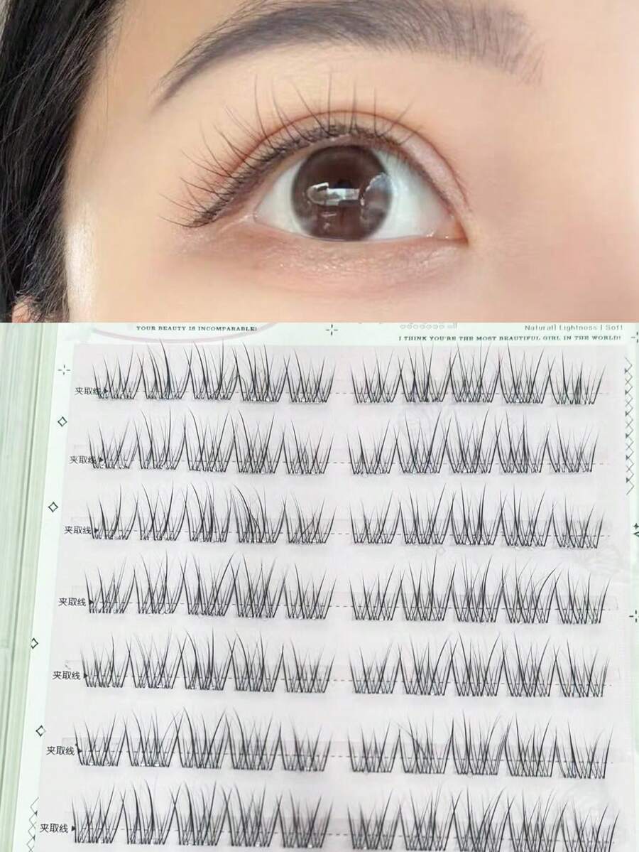 100pcs Mixed Size Natural Looking Segmented Mink Eyelashes, Fairy Wispy Flare False Lashes, Cruelty-Free Lash Extensions