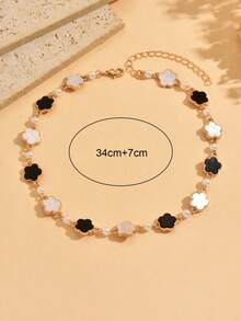 1pc Elegant Luxury Drip Glaze Clover Necklace, Fashionable Versatile Neck Chain Jewelry, Suitable For Daily Wear And Party