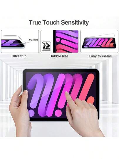 适用于 iPad Mini 7 (A17 Pro) 2024 和 Mini 6 2021 8.3 英寸的 2 片装钢化玻璃屏幕保护膜，适用于 iPad Mini 第 7/6 代 A2993 A2995 A2996，兼容保护壳 - 透明