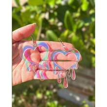 Colorful Love Earrings Valentine's Day Gradual Change Earrings Fashionable Sweet Acrylic Earrings--Please Remove The Protective Film Before Wearing - 炫彩 - 查看 5