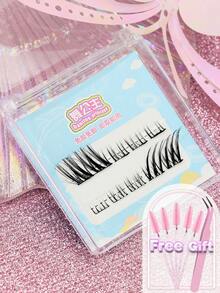 5-12mm 140pcs Natural False Eyelashes 1 Box, Fluffy Soft Thick 3D Mink Fur Fake Lashes, Lengthening Lashes, Fine Lash Base, Messy Multi-Layer Lashes, Short & Dense Lashes, Eyelash Enhancer, Loose False Lashes, Cosmetics, Wedding Party - Black - View 10