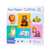 1 Conjunto Exercício de Recorte de Papel Divertido para Crianças, Brinquedo Educativo de Treinamento de Coordenação Olho-Mão para Bebês, Cartões Educativos de Aprendizagem Precoce - Multicolorido - Visão 5