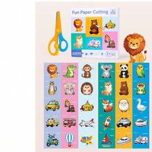 1 Conjunto Exercício de Recorte de Papel Divertido para Crianças, Brinquedo Educativo de Treinamento de Coordenação Olho-Mão para Bebês, Cartões Educativos de Aprendizagem Precoce - Multicolorido - Visão 8