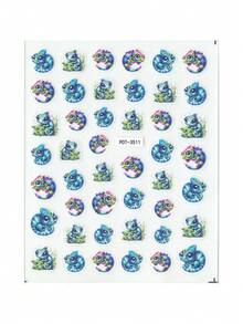 1pc Cute Chameleon Color Changing Nail Art Sticker, Self-Adhesive Shiny Nail Decor, Green Leaf Design, Cartoon Theme, Asymmetrical Shape, Suitable For Women One-Time Use DIY Nail Salon Supplies Nails - Multicolor - View 6