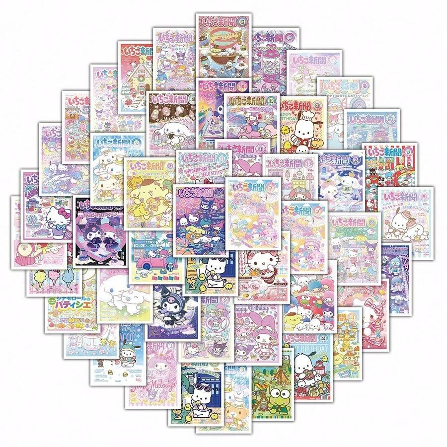 SANRIO Bộ tranh áp phích  64 mảnh - Nhiều mẫu mã đáng yêu để trang trí tường phòng ký túc xá và làm quà tặng. - 64 CÁI - Xem 1