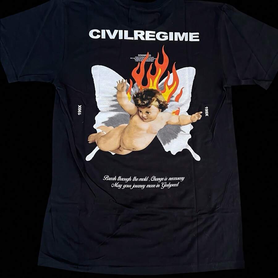 Civil Regime Godspeed Angel 199X Black Graphic SS Shirt M Streetwear - 款式4 - 查看 1