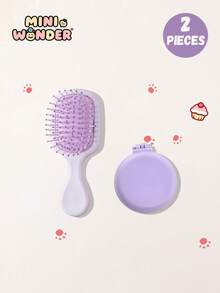 8pcs/2pcs Kids Casual Macaron Solid Color Air Cushion Small Comb And Folding Mirror Comb Set, Durable ABS Handle, Suitable For Hairstyling, Hair Salon, Barber, Hair Brush, Comb, Hair Accessories, Hair Products And Salon Supplies, Beauty Travel Essentials - Multicolor - View 9