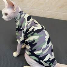 Hairless Cat Clothes, Soft Camouflage Print Military Green For Sphynx - Multicolor - View 3