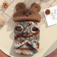 Winter Warm Fleece Pet Hoodie, Bohemian Fair Isle Pattern, Suitable For Teddy Bear, Poodle, Brown Bear And Other Dogs & Cats