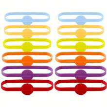 24个装酒杯挂饰，饮品识别标签，硅胶材质，适用于高脚杯，多色饮品标签，可用于杯子、啤酒瓶、马克杯、罐子、鸡尾酒杯，适用于酒吧、婚礼、生日派对、情人节等各种场合。 - 彩色 - 查看 31