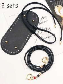 DIY钱包制作套装 - 包括预打孔水桶包底、带链条的DIY钱包制作套装、PU皮革水桶包底和肩带、带可拆卸肩带和链条的DIY钱包制作套装，适用于钩编手提包、人造革包制作、人造革包编织套装、带孔DIY手提包底部定型垫，深棕色，包含包底、弧形垫、肩带、搭扣 - 彩色 - 查看 26