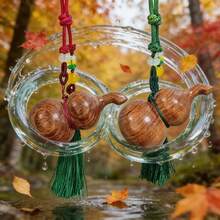 Beautiful Gourd Pendant Decoration, Home Decor, Bag Decoration, Car Hanging Decoration, Natural Textured Wooden Gourd, Portable, Unique Gift - Wherever You Go, Whatever You Do, May Your Gourd Watch Over You. - Coffee Brown - View 2