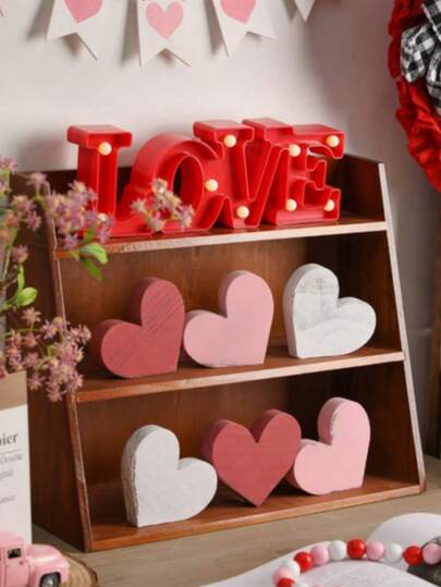 Multiple Color Options Valentine's Day Heart-Shaped Multi-Layer Tray Decor, Vintage Distressed Heart-Shaped Love Symbol Desktop Ornament, Happy Valentine's Day, Valentine's Day Decor, Valentine's Day Heart Ornament, Valentine's Day