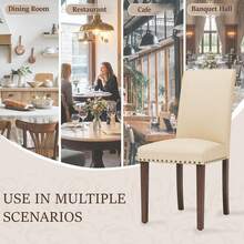 Kitchen Chairs, Set Of 2; Dining Room Chairs; Living Room Chairs; Upholstered Chairs With Solid Wood Legs; Padded Seat - Beige - View 7