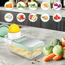 CYPNPicadora de Verduras Benanei Cortador de Verduras Multifuncional 6 en 1 con 6 Cuchillas Acero Inoxidable - Mandolina para Cocina con Contenedor Ideal para Frutas y EnsaladasFashion - 224660594 - Ver 7