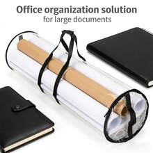 Bolsa de almacenamiento transparente para papel de regalo, material de PVC, con asa blanca, caja de almacenamiento cilíndrica conveniente. Bolsa de almacenamiento de papel de regalo de Navidad, bolsa de almacenamiento de tubo de papel de fiesta, bolsa de regalo con cremallera, bolsa de almacenamiento de regalo transparente impermeable y a prueba de polvo, bolsa de almacenamiento de papel de regalo de Navidad, decoraciones navideñas, bolsa de regalo de fiesta individual - Negro - Ver 4