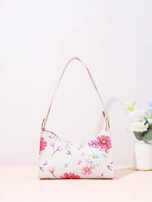 Fashionable Floral Print Underarm Baguette Bag - Multicolor - View 6