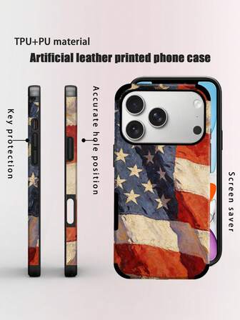 1个复古爱国美英国旗印花软皮手机壳，创意条纹设计，防尘保护套，兼容苹果17 Pro Max/16 Pro Max/12 Pro/13/14 Plus/15 Pro Max/16 Pro Max/11/13 Pro，节日礼物