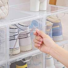 透明带盖鞋盒 - 可堆叠鞋盒，专业级磁吸门鞋架，防尘鞋架，男女运动鞋收纳架，前开式大容量塑料运动鞋收纳架，适用于厨房、浴室、卧室、客厅和办公室，家用收纳盒，开放式收纳的理想之选