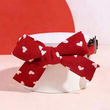 1pc Adjustable Pet Bowtie Collar With Leash Clip, Cute Heart/Plaid/Striped Red Bow Tie For Pet Valentine's Day Outfit, Comes With Bell For Pet Tracking, Decoration, Puppy Costume, Suitable For Date/Party/Daily Wear, Valentine's Day Gift, Cat & Dog Use