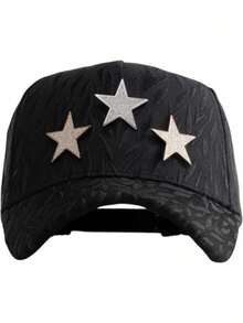 Gorra Barbas Hats rockstar x Ct  Negro Ajustable Liso tres estrellas - Negro - Ver 7
