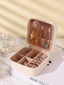 1个迷你首饰收纳盒，便携式拉链旅行首饰整理盒，女士礼品盒，多功能首饰展示架，可收纳戒指、吊坠、耳环、项链 - 适合女孩和女士，万圣节礼品盒，圣诞节礼品盒