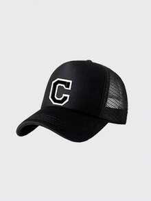 1pc 26 Letter Truck Cap, Fashionable & Versatile Mesh Breathable Sun Hat, Suitable For Daily Wear, Can Be Given As A Gift - Black - View 7