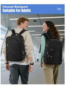 真空压缩背包 - 耐用尼龙材质，男女通用大容量旅行背包，多功能行李收纳背包，轻便防水 - 适合旅行、徒步、露营和户外探险。多功能真空压缩收纳背包，大学生背包，可登机背包，大容量旅行背包，符合航空运输标准，防水，可容纳 14 英寸和 15.6 英寸笔记本电脑，尺寸：40*30*20 厘米 - 彩色 - 查看 10