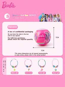 1PC Barbie Officially Licensed DIY Beaded Bracelet Blind Box Hand String Surprise Box Colorful Stackable Crystal Wrist Adornment Cute Shaped Multiple Styles Random Inlaid Diamond Pendant Bracelet Adjustable Chain Acrylic Accessories Birthday Party Gifts - Multicolor - View 2