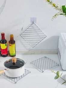 1pc Stainless Steel Square Heat-Resistant Kitchen Table Mat, Coaster, Kitchen Ware Pallet Thickened Pot Mat Insulation Stand, Insulating Mat, Household Multifunctional Steaming Rack, Anti-Scald Bowl And Dish Rack, Multipurpose Kitchen Countertop Heat Resistant Trays, Kitchen Gadge, Suitable For Hot Pots, Pans, Kitchen Accessories, Dining Room Supplies - Multicolor - View 8