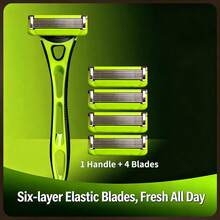1 Handle, 12 Blades, 6-Layer Razor, Men's Shaving - Multicolor - View 8
