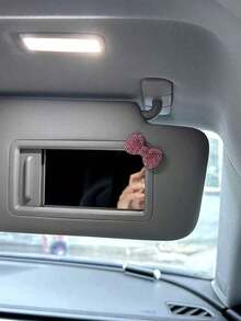 1pc Car Interior Decor DIY Rhinestone Bow Leopard Print Makeup Mirror Decor, Cute Ins Style, Multiple Options - 均碼 - 查看 3