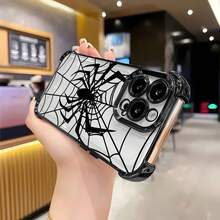 La funda para teléfono con espejo con patrón de telaraña también se puede usar como espejo y es compatible con  17,  16 Pro Max,  15 Pro Max,  13 y  12. Está hecha de TPU y brinda protección contra golpes y caídas. Es un regalo perfecto para los entusiastas de Halloween o para cualquier persona que ame los accesorios únicos, ideales para familiares y amigos u ocasiones especiales como cumpleaños y aniversarios. - Negro - Ver 4