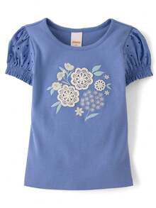 Áo kiểu tay phồng thêu hoa cho bé gái - Driftwood Bay - SAPPHIRE ICE CL - Xem 1