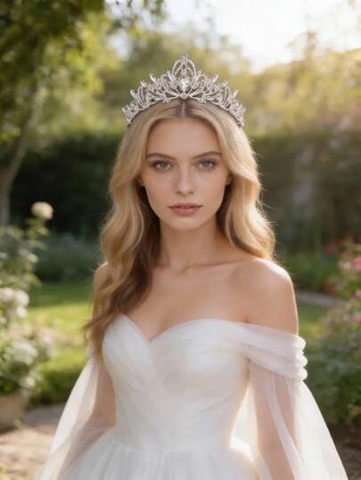 Baroque Style Bridal Crystal Crown, Hollow Leaf & Rhinestone Inlaid Hair Accessory, Silver Alloy Princess Tiara, High-End Wedding & Formal Event Decoration, Coronas, Head Wreath