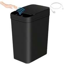 12L Cubo De ura Autático Con r - Cubo de ura Inteligente con Tapa Eléct USB Recargeable X5 Impermeable Botes de ura Inteligente Sin o para Cocina Oficina Sala - Negro 12L - Ver 1