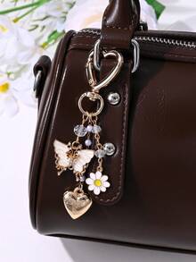 1pc Cute & Elegant Butterfly, Flower, Heart Beaded Keychain, Bag/Car Charm, Party Accessory, Gift