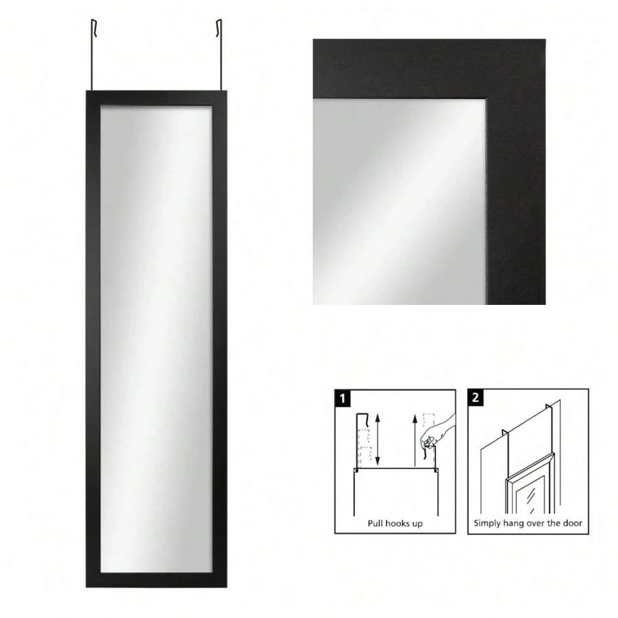 Over The Door Mirror Full Length Rectangle Black Bathroom Hanging Wall Mounted - 1 - 查看 1