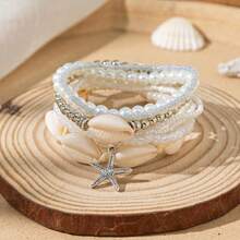 Bohemian Ocean Style Beaded Bracelet, Beach Vacation Shell, Turtle, Seahorse, Starfish Pendant Bracelet