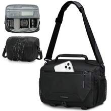 NEWHEY Camera Bag, Small DSLR/Mirrorless/Mirrorless Camera Shoulder Bag, Waterproof Camera Bag With Tripod Mount And Rain Cover, Compact Crossbody Camera Bag, Suitable For Photographers' Daily Use, Black/Khaki - Multicolor - View 4