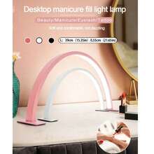 1pc Portable Crescent Shape LED Nail Lamp, White/Pink/Black With Push Button Control-USB Plug, For Manicure, Eyelash Extension, Tattooing And Skin Care, Also Can Be Used For Salon Table Lighting. - USB Plug - View 4