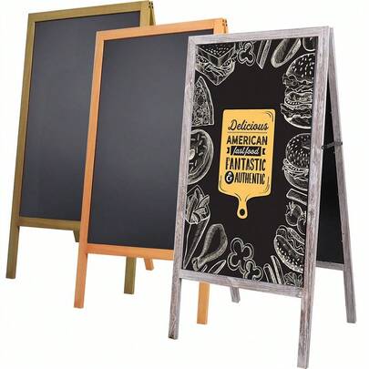 Pizarra magnética con marco en forma de A para mensajes, extragrande, de 44" x 22", de pie