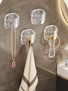 Conjunto de 1 ou 4 ganchos transparentes em acrílico com design de geleira, leves e luxuosos, ideais para cozinha, guarda-roupa, parede, porta e banheiro. Perfeitos para pendurar toalhas, casacos, chapéus, cachecóis e utensílios, mantendo tudo organizado. Ótima opção de presente para amigas, mulheres, para o Halloween, viagens e Natal. - Multicolorido - Ver 2