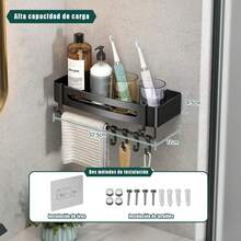 Estante para Baño Sin Taladro Esquinero Regadera Antióxido Repisas Organizador de Ducha Porta Shampoo Accesorios para Regadera de Baño 2 Unidades - tiras adhesiva cuadrado gris 2 - Ver 6