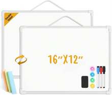 Lumspax Small Dry Erase Board For Wall, 16" X 12" Double-Sided Hanging Whiteboard, Dry Erase White Board With 3 Markers, 4 Magnets And 3 Mini Sticky Notes, Portable Whiteboard For Home, Office, School - Màu B - Xem 1