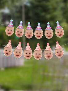 7/14/21pc Banner sinh nhật 1 tuổi hình mặt em bé tùy chỉnh – Dây trang trí ảnh cá nhân hóa, Cờ banner chúc mừng sinh nhật tùy chỉnh, Banner sinh nhật, Banner ảnh, Banner hình mặt em bé, Tiệc sinh nhật đầu tiên, Banner tiệc hình mặt em bé, Dành cho gia đình - trời xanh - Xem 6