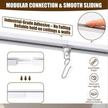 This Is A Self-Adhesive Curtain Track System That Can Be Installed On Ceilings And Walls Without Drilling, Screws Or Tools. This Curtain Rod Is Suitable For Windows, Bedrooms, Showers, Wardrobes And RVs. - Red and White - View 9