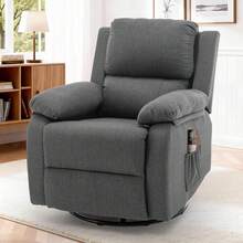 Recliner Chair, 360 Swivel Rocker Chair For Adults, Small Rocking Recliner For Small Spaces, Upholstered Fabric Glider Recliner Nursery (Swivel Rocker Recliner, Grey) - Dark Grey - View 4