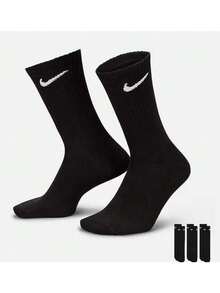 Nike Logo 运动高帮袜，训练健身中筒袜，男女通用，白色，多双装 - 黑色 - 查看 7